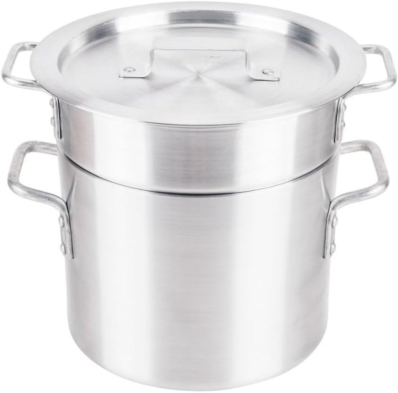 Soro Essentials - 8 Qt. Aluminum Double Boiler Pot with Lid- Steam Melting Stock Pot for Butter Chocolate Cheese Caramel Fondue Candy Dessert and Sauces - Image 1